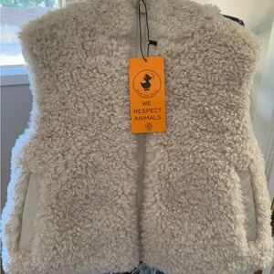SAVE THE DUCK Off-White Faux Fur Vest